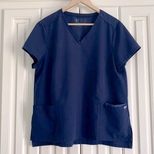 FIGS L Technical Collection Royal Blue Three-Pocket Medical Scrub Top W18SW1002